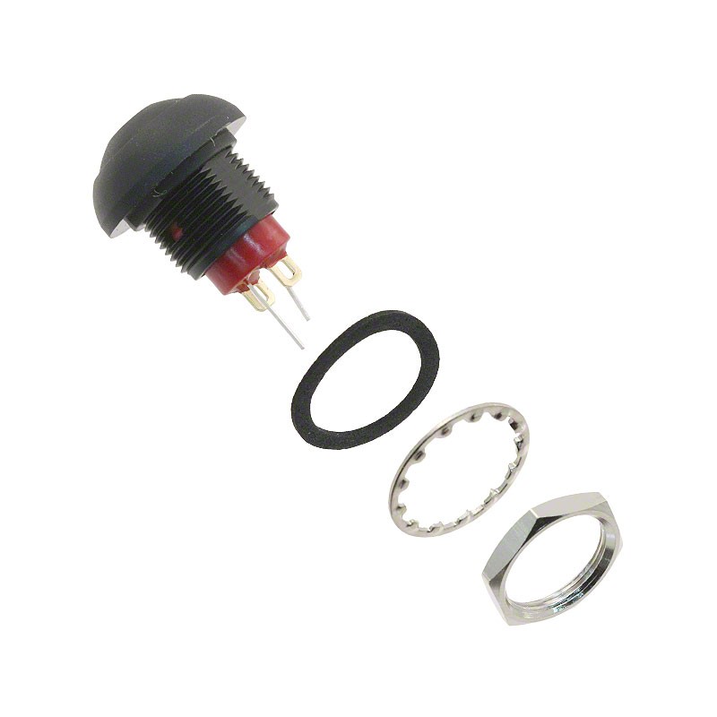 1 pcs : RP8100B2M1CEBLKBLKRED - SWITCH PB SPST-NO 0.125A 125V