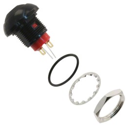 1 pcs : RP8300B2M1CEBLKBLKRED - SWITCH PB SPST-NO 200MA 250V