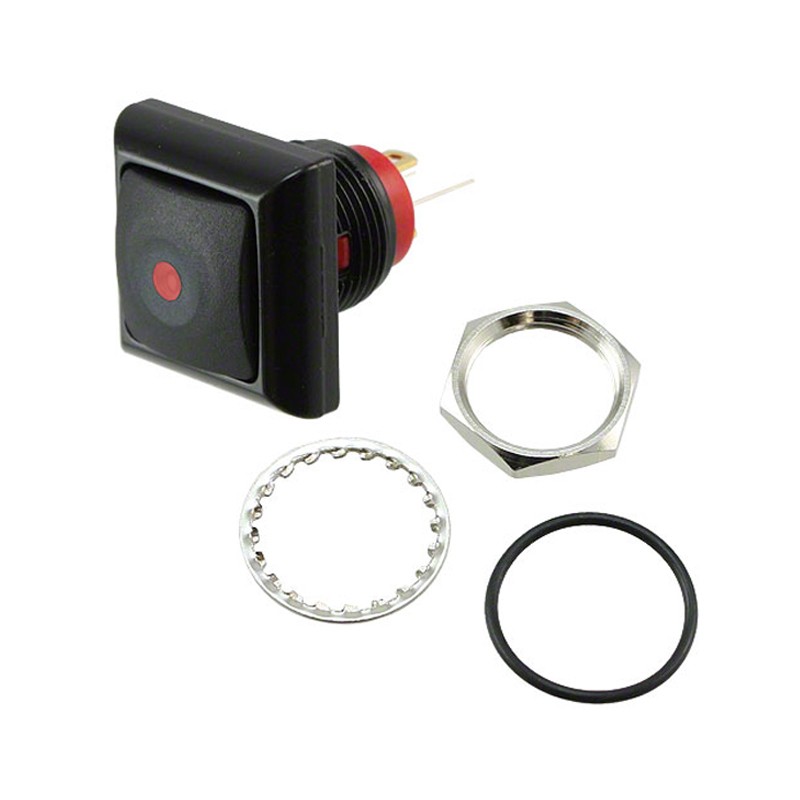 1 pcs : RP8400B2M1CEBLKBLKRED - SWITCH PB SPST-NO 0.125A 125V