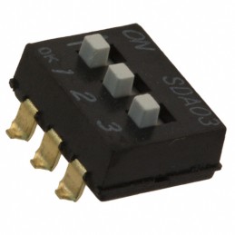 1 pcs : SDA03H1SBD - SWITCH SLIDE DIP SPST 0.025A 24V