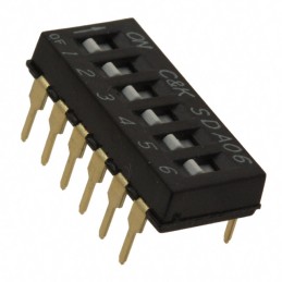 1 pcs : SDA06H0BD - SWITCH SLIDE DIP SPST 0.025A 24V