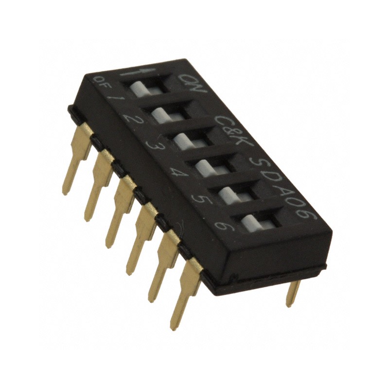 1 pcs : SDA06H0BD - SWITCH SLIDE DIP SPST 0.025A 24V