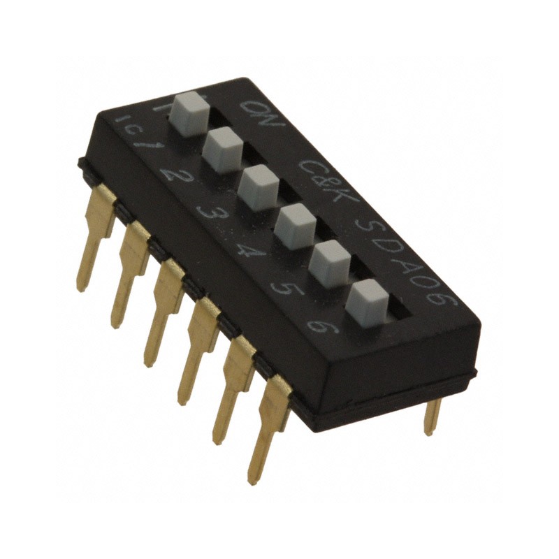 1 pcs : SDA06H1BD - SWITCH SLIDE DIP SPST 0.025A 24V