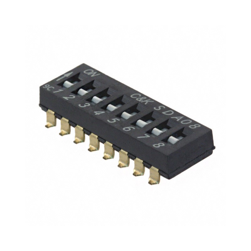 1 pcs : SDA08H0SBD - SWITCH SLIDE DIP SPST 0.025A 24V