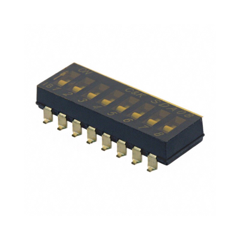 1 pcs : SDA08H0SBR - SWITCH SLIDE DIP SPST 0.025A 24V