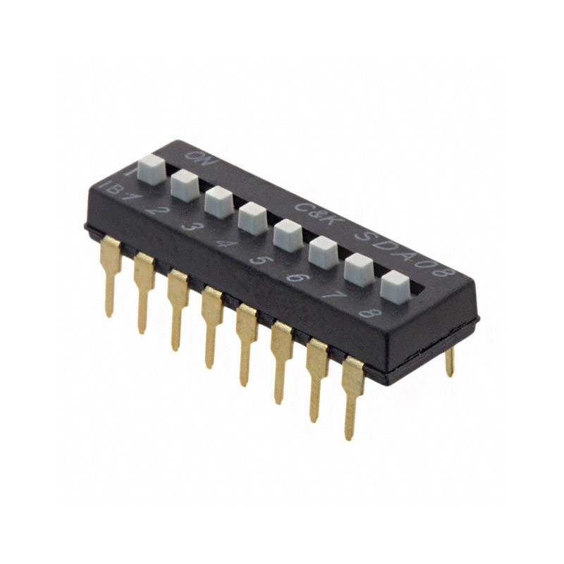 1 pcs : SDA08H1BD - SWITCH SLIDE DIP SPST 0.025A 24V