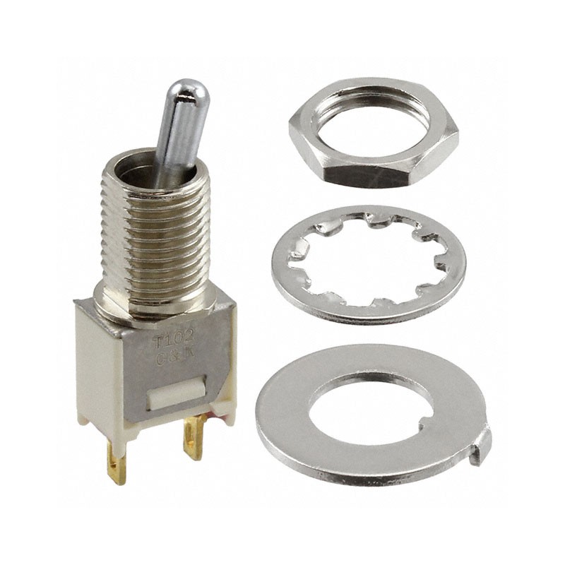 1 pcs : T102LTZBE - SWITCH TOGGLE SPST 0.4VA 20V