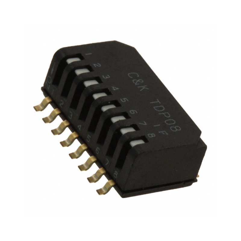 1 pcs : TDP08H0SBD1 - SWITCH PIANO DIP SPST 0.025A 24V
