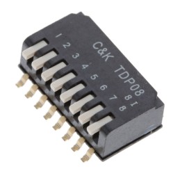 1 pcs : TDP08H1SBD1R - SWITCH PIANO DIP SPST 0.025A 24V