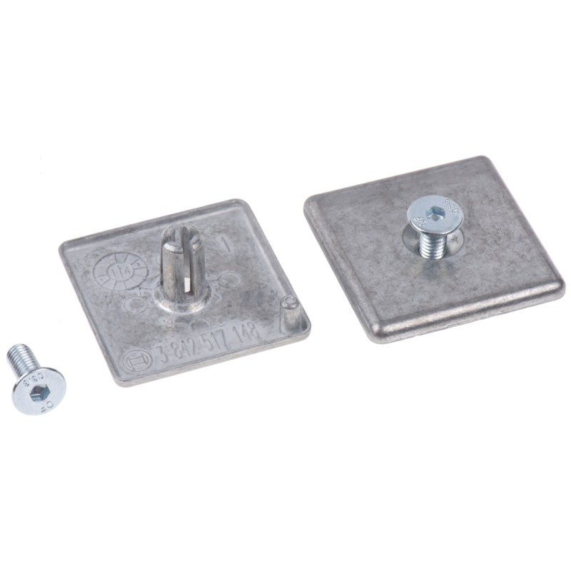 1 Bag of 2 - Bosch Rexroth Black Die Cast Zinc, Galvanised Steel End Cap, 45 mm Strut Profile, 8mm Groove