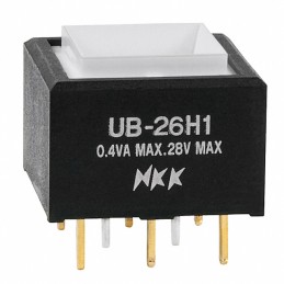 1 pcs : UB26SKG035F - SWITCH PUSH DPDT 0.4VA 28V