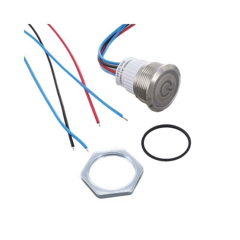 1 pcs : W48M-A13W05 - PBS 19MM SPST 0.1A 48V MOM METAL