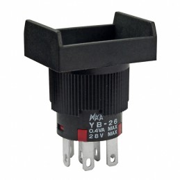 1 pcs : YB26RKG01 - SWITCH PUSH DPDT 0.4VA 28V