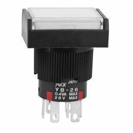 1 pcs : YB26RKG01-2CF24-JB - SWITCH PUSH DPDT 0.4VA 28V