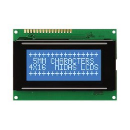 1 pcs - Midas MC41605A6W-BNMLW-V2 A Alphanumeric LCD Display, Blue on White, 4 Rows by 16 Characters, Transmissive