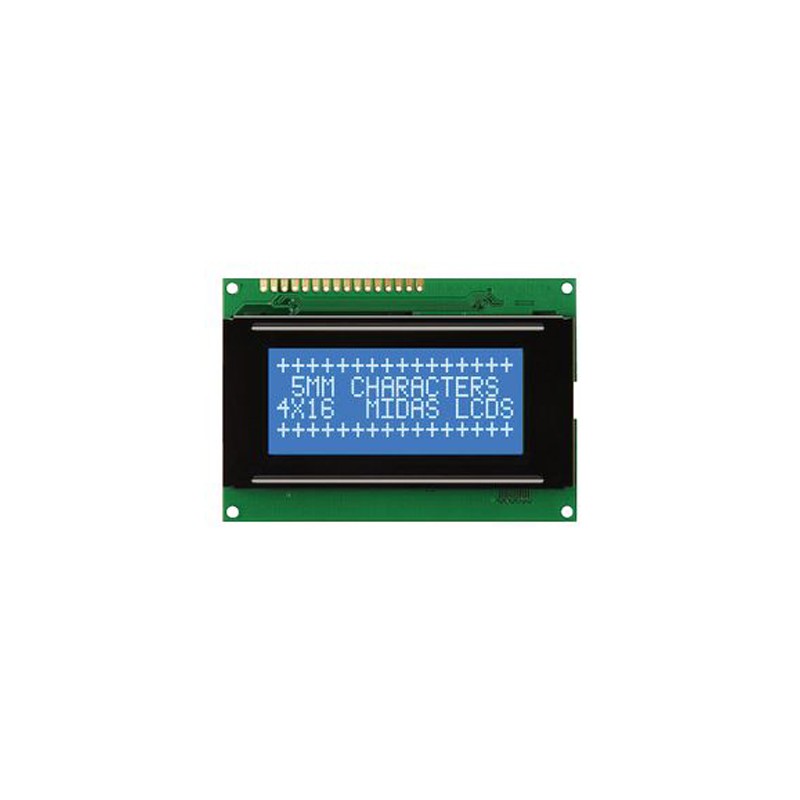 1 pcs - Midas MC41605A6W-BNMLW-V2 A Alphanumeric LCD Display, Blue on White, 4 Rows by 16 Characters, Transmissive