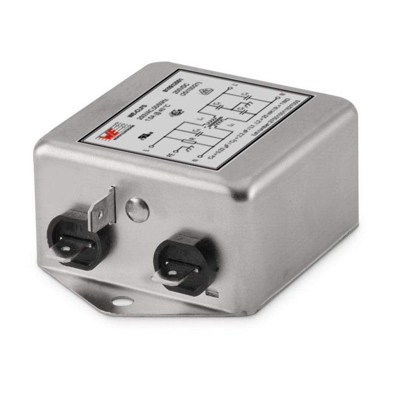 1 pcs - Wurth Elektronik, WE-CLFS 3A 250 V 50/60Hz, Chassis Mount EMC Filter, Fast-On, Single Phase