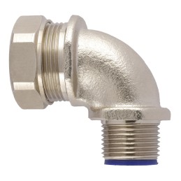 10 pcs - Flexicon 90° Elbow, Conduit Fitting, 25mm Nominal Size, M25, Nickel Plated Brass