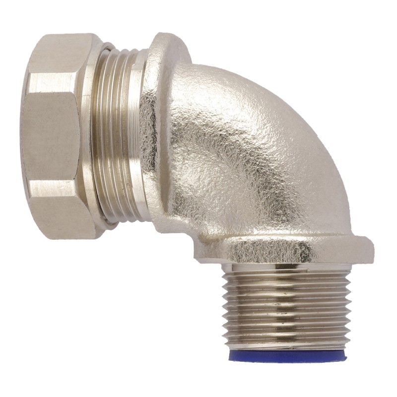 10 pcs - Flexicon 90° Elbow, Conduit Fitting, 25mm Nominal Size, M25, Nickel Plated Brass