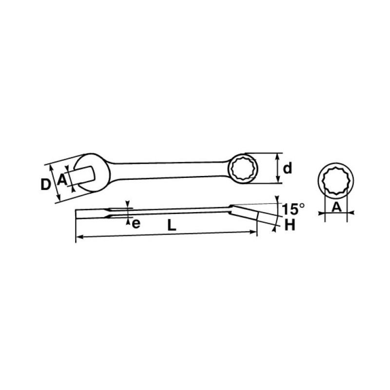 1 pcs - SAM Combination Spanner, 12mm, Metric, Height Safe, Double Ended, 163 mm Overall
