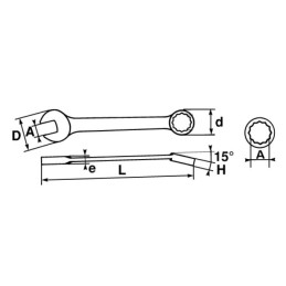 1 pcs - SAM Combination Spanner, 15mm, Metric, Height Safe, Double Ended, 178 mm Overall