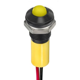 1 pcs - RS PRO Yellow Panel Mount Indicator, 12V dc, 8mm Mounting Hole Size, Lead Wires Termination, IP67