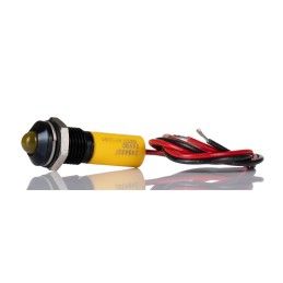 1 pcs - RS PRO Yellow Panel Mount Indicator, 24V dc, 8mm Mounting Hole Size, Lead Wires Termination, IP67