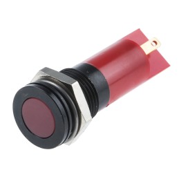 1 pcs - RS PRO Red Panel Mount Indicator, 12V dc, 14mm Mounting Hole Size, Solder Tab Termination, IP67