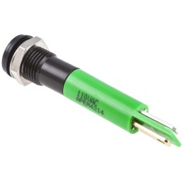 1 pcs - RS PRO Green Panel Mount Indicator, 110V ac, 8mm Mounting Hole Size, IP67