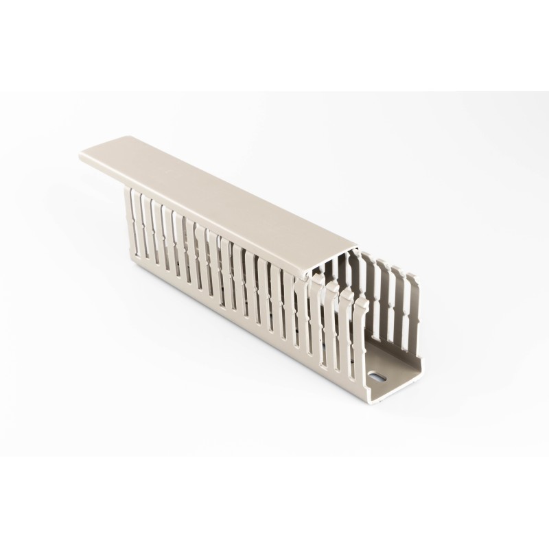 12 pcs - Beta Duct 1047 Grey Slotted Panel Trunking - Open Slot, W25 mm x D50mm, L2m, PVC