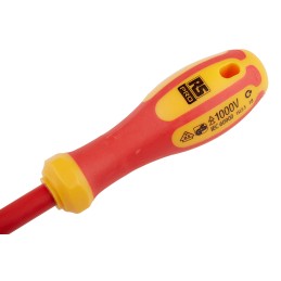 1 pcs - RS PRO Slotted Insulated Screwdriver, 5.5 x 1 mm Tip, 125 mm Blade, VDE/1000V, 225 mm Overall