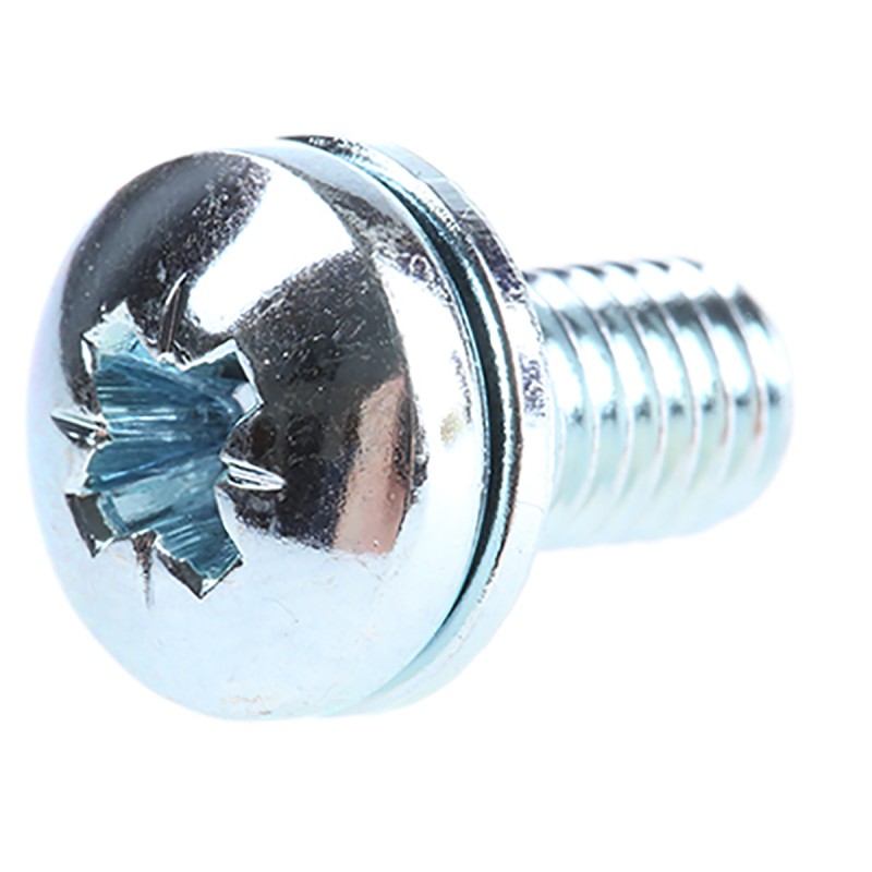 1 Bag of 100 - RS PRO M5 x 10 mmmm Zinc Plated Steel Pan Head Sems Screw, Spring Washer