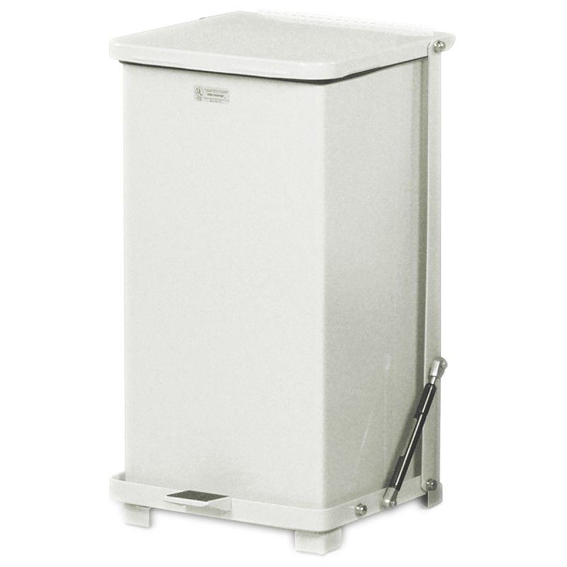 1 pcs - Rubbermaid Commercial Products Defenders® Square Step Can 25L White Pedal Galvanised Steel Waste Bin
