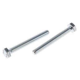 1 Bag of 100 - Zinc plated & clear Passivated Steel Hex, Hex Bolt, M6 x 50mm