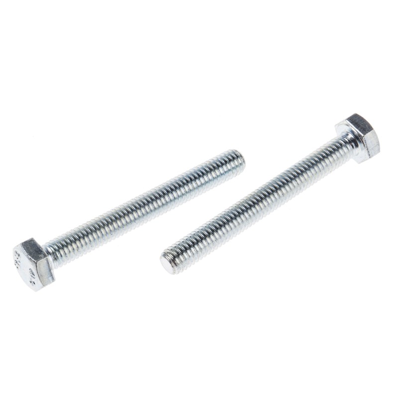 1 Bag of 100 - Zinc plated & clear Passivated Steel Hex, Hex Bolt, M6 x 50mm