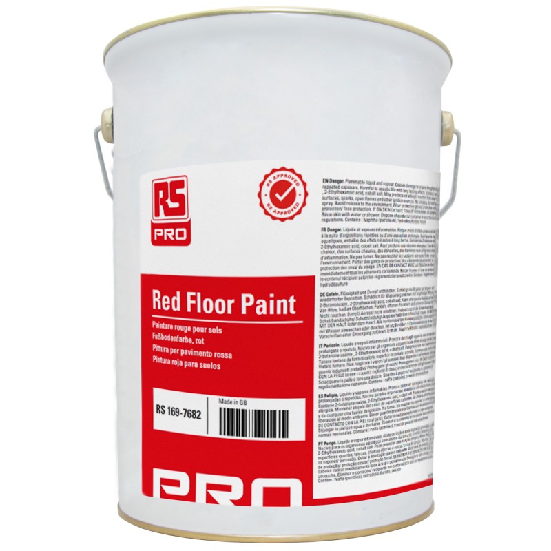 1 pcs - RS PRO Floors Paint in Gloss Red 5L