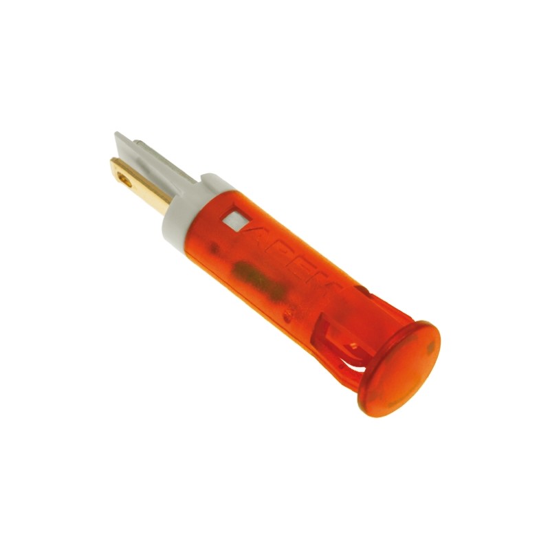 1 pcs - APEM Orange Panel Mount Indicator, 220V ac, 8mm Mounting Hole Size, Faston, Solder Lug Termination