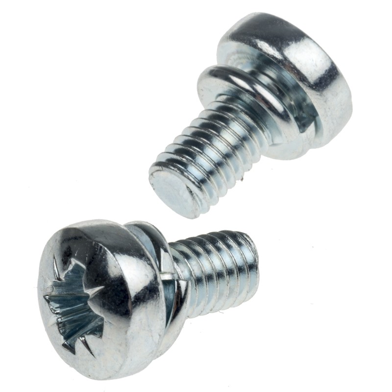 1 Bag of 100 - RS PRO M6 x 12 mmmm Zinc Plated Steel Pan Head Sems Screw, Spring Washer