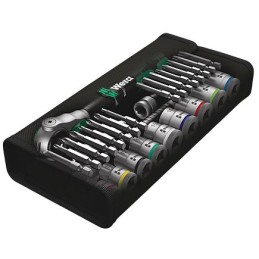 1 pcs - Wera 29-Piece Metric 3/8 in Standard Socket/Bit Set with Ratchet, 6 point, Hex Bit, Phillips Bit, Pozidriv Bit, Slotted