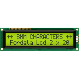 1 pcs - Fordata FC2002C00-FHYYBW-51SE FC Alphanumeric LCD Alphanumeric Display, Green, Yellow on Yellow-Green, 2 Rows by 20