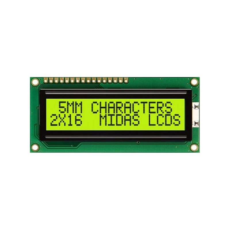1 pcs - Midas MC21605C6WK-SPTLY-V2 Alphanumeric LCD Alphanumeric Display, 2 Rows by 16 Characters