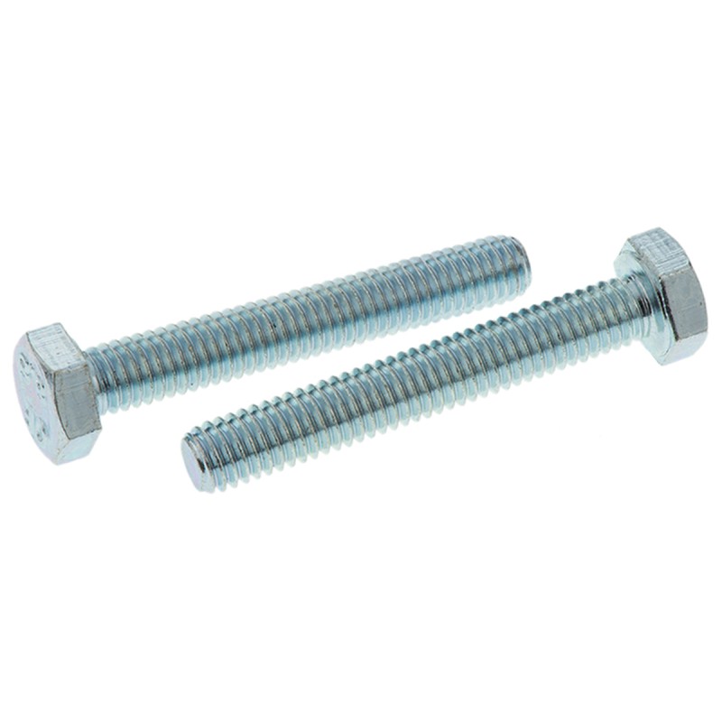 1 Bag of 100 - Zinc plated & clear Passivated Steel Hex, Hex Bolt, M6 x 40mm