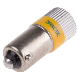 1 pcs - RS PRO Yellow LED Indicator Lamp, 28V dc, BA9s Base, 10mm Diameter, 120/110mcd