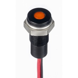 1 pcs - RS PRO Orange Panel Mount Indicator, 10.8 - 13.2V dc, 6mm Mounting Hole Size, Lead Wires Termination, IP67