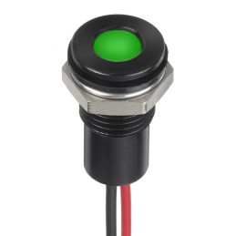 1 pcs - RS PRO Green Panel Mount Indicator, 1.8 - 3.3V dc, 8mm Mounting Hole Size, Lead Wires Termination, IP67