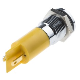 1 pcs - RS PRO Yellow Panel Mount Indicator, 24V dc, 14mm Mounting Hole Size, Solder Tab Termination, IP67