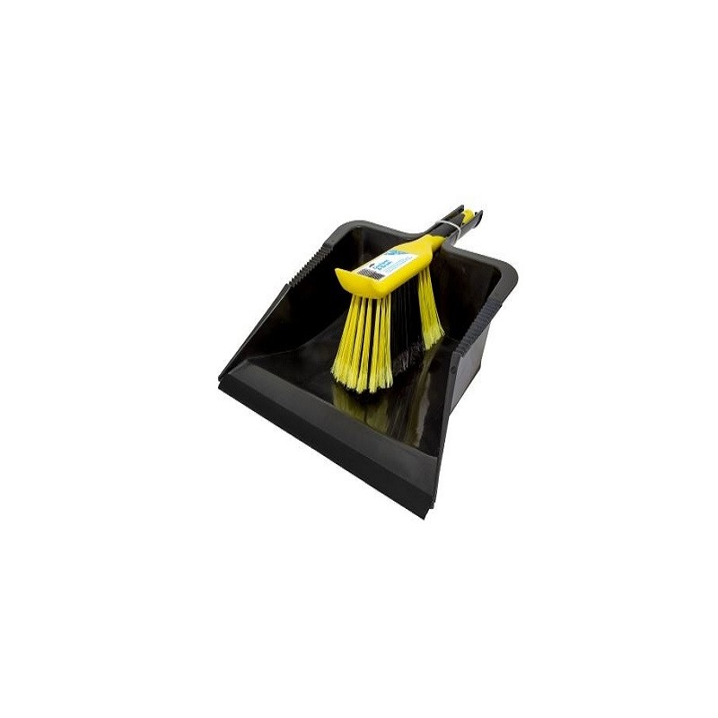 1 pcs - Bulldozer Black, Yellow Dustpan & Brush with brush included