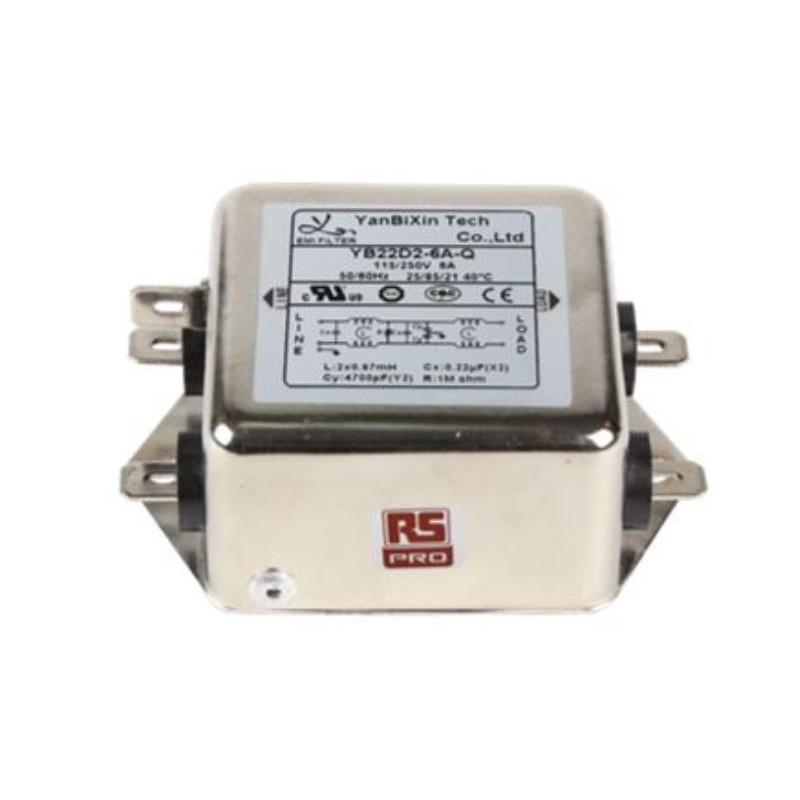 1 pcs - RS PRO 6A 250 V ac, Chassis Mount EMI Filter 2 Phase