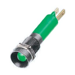 1 pcs - RS PRO Green Panel Mount Indicator, 24V c.c., 8mm Mounting Hole Size, Solder Tab Termination, IP67