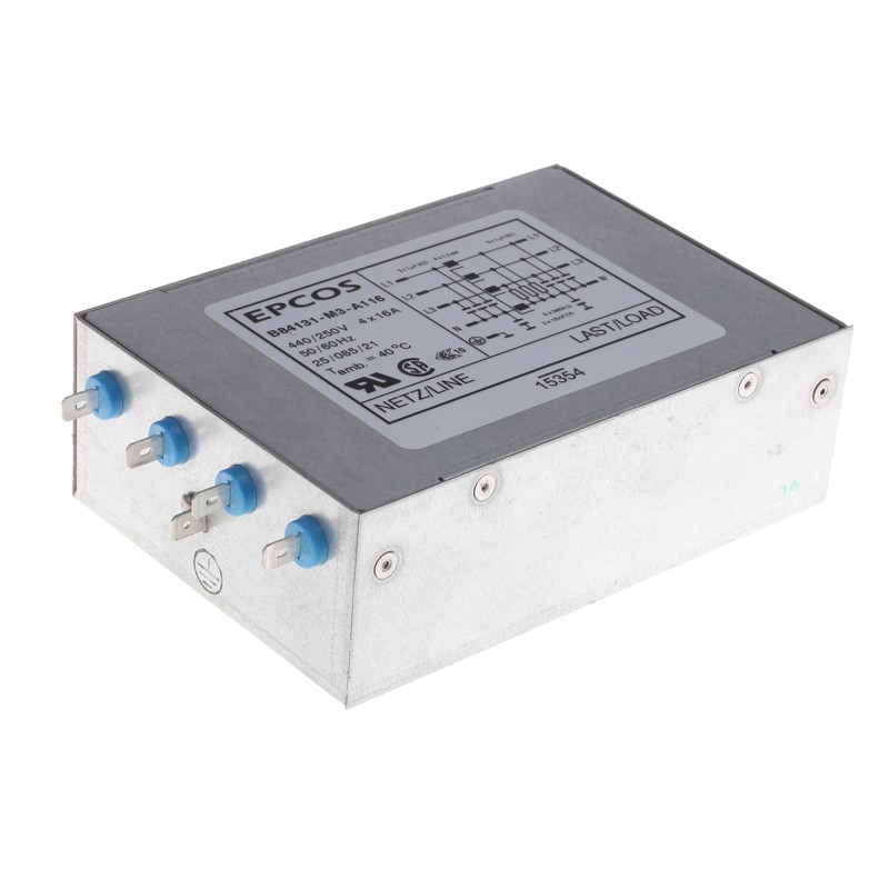 1 pcs - EPCOS, B84131 16A 250/440 V ac 50 - 60Hz, Flange Mount EMC Filter, Screw 3 Phase